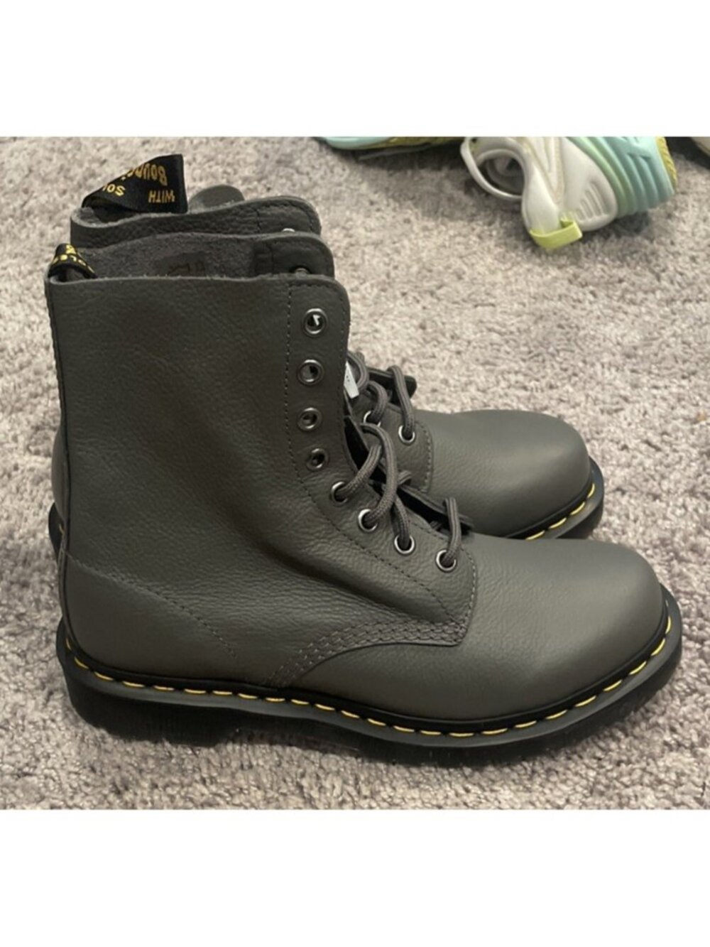 Dr Martens Women’s 1460 Pascal Virginia Combat Boots Gunmetal Grey Size 8 New